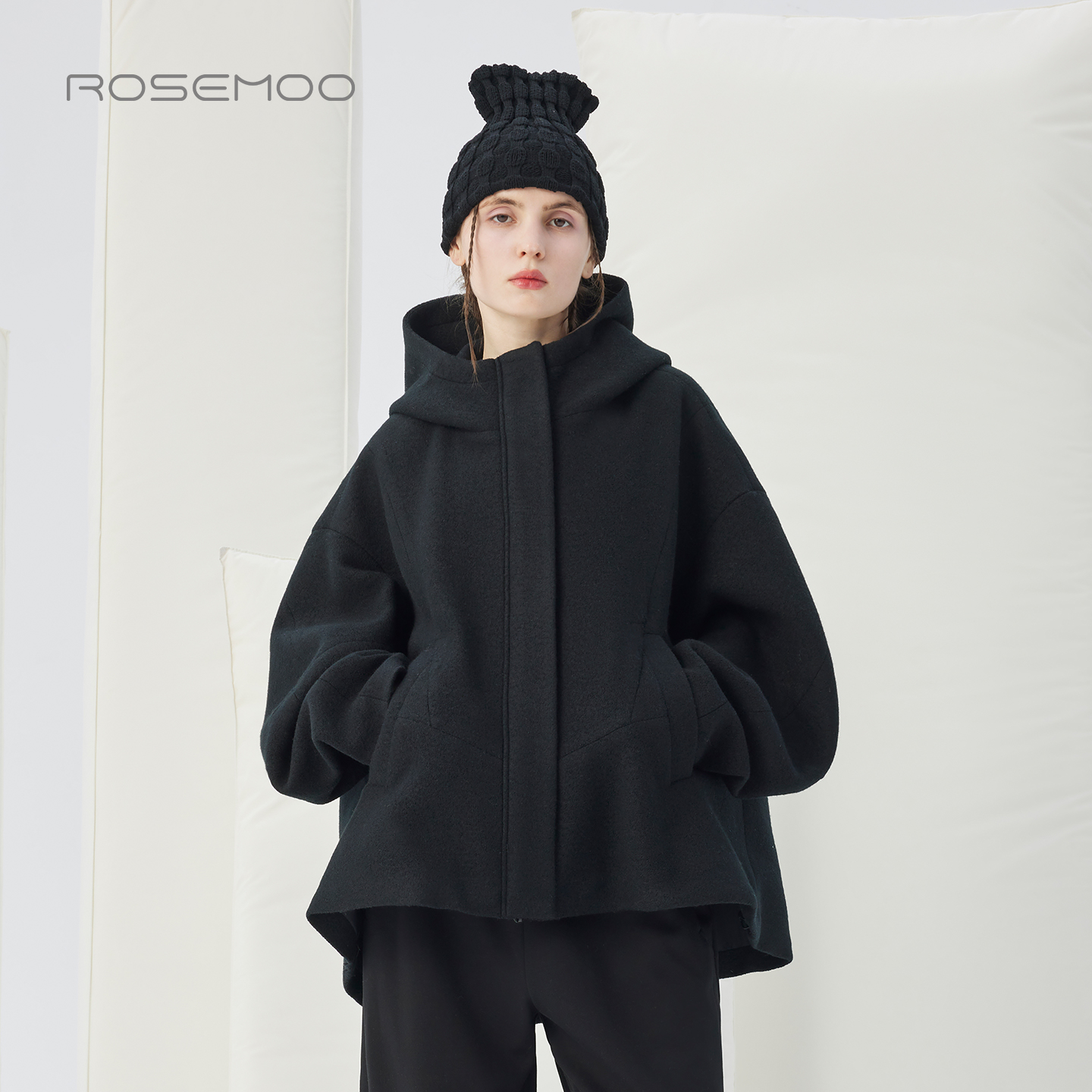 容子木ROSEMOO25冬【商场同款】绵羊毛拉链短款大衣RSS4DW320C