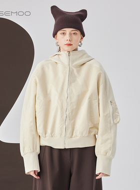 容子木ROSEMOO24年秋季新款挺括质感拼接连帽外套RCL3WP425D