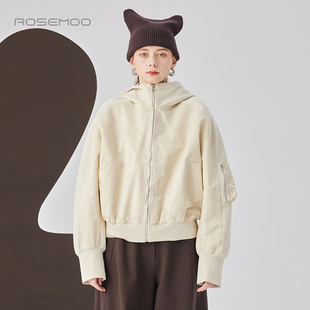 容子木ROSEMOO24年秋季 挺括质感拼接连帽外套RCL3WP425D 新款