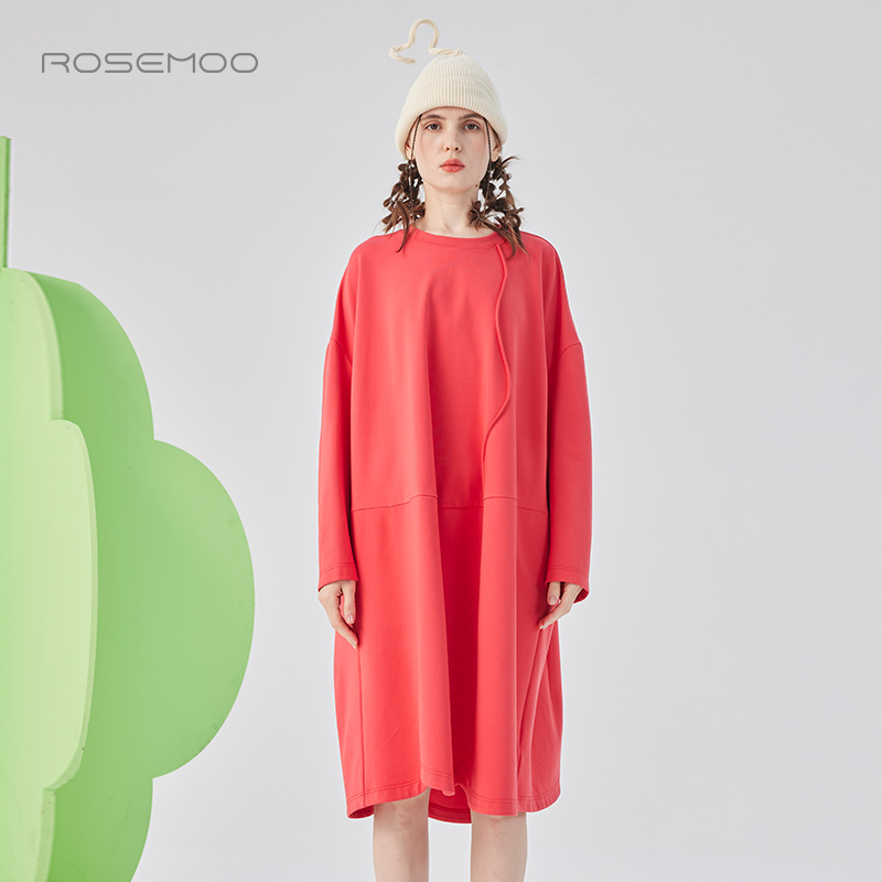 容子木ROSEMOO25春商场同款微弹针织波浪下摆连衣裙RSS1LP108A