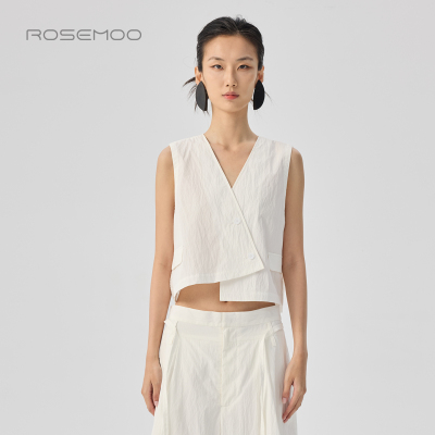 容子木ROSEMOO26夏【商场同款】棉感轻肌理倾斜扣马甲RWM2AC304C