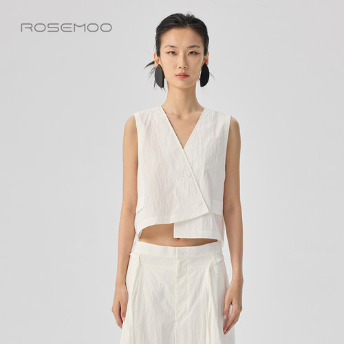容子木ROSEMOO26夏【商场同款】棉感轻肌理倾斜扣马甲RWM2AC304C
