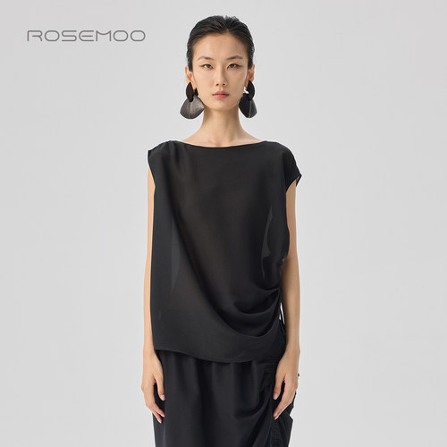 ROSEMOO/容子木26夏【商场同款】清透垂顺抽褶套头上衣RWM2TS316C