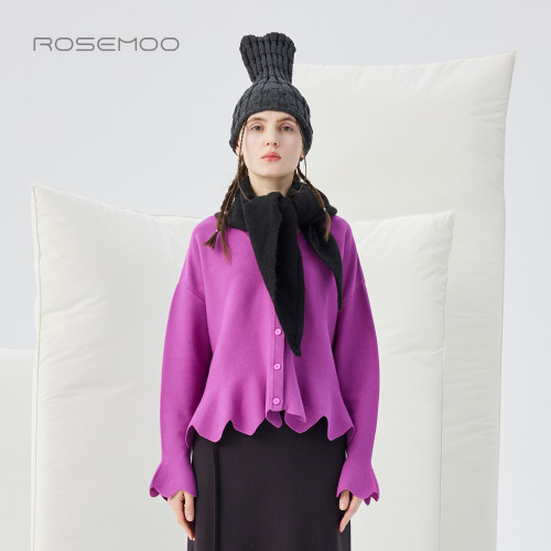 容子木ROSEMOO25冬【商场同款】亲肤舒适弧形下摆开衫RSS4NP138A