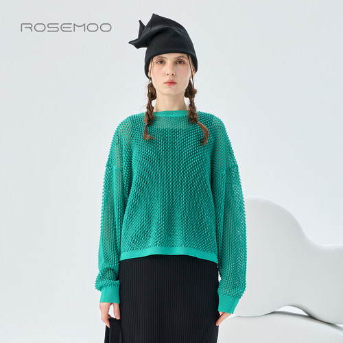 ROSEMOO/容子木26秋【商场同款】镂空肌理长袖套头上衣RWM3TL135A