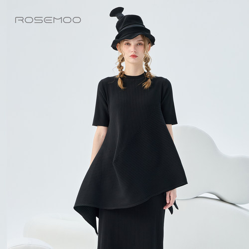 容子木ROSEMOO26秋商场同款亲肤圆领A摆毛织套头上衣RWM3TP138A