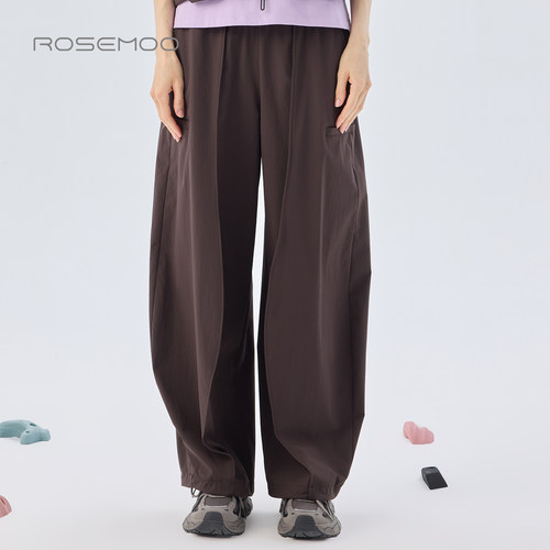 容子木ROSEMOO26春商场同款微皱轻薄宽松松紧腰长裤RWM1KP426D