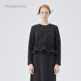 容子木ROSEMOO25冬 棉感微弹波浪下摆上衣RSS4TC426D 商场同款