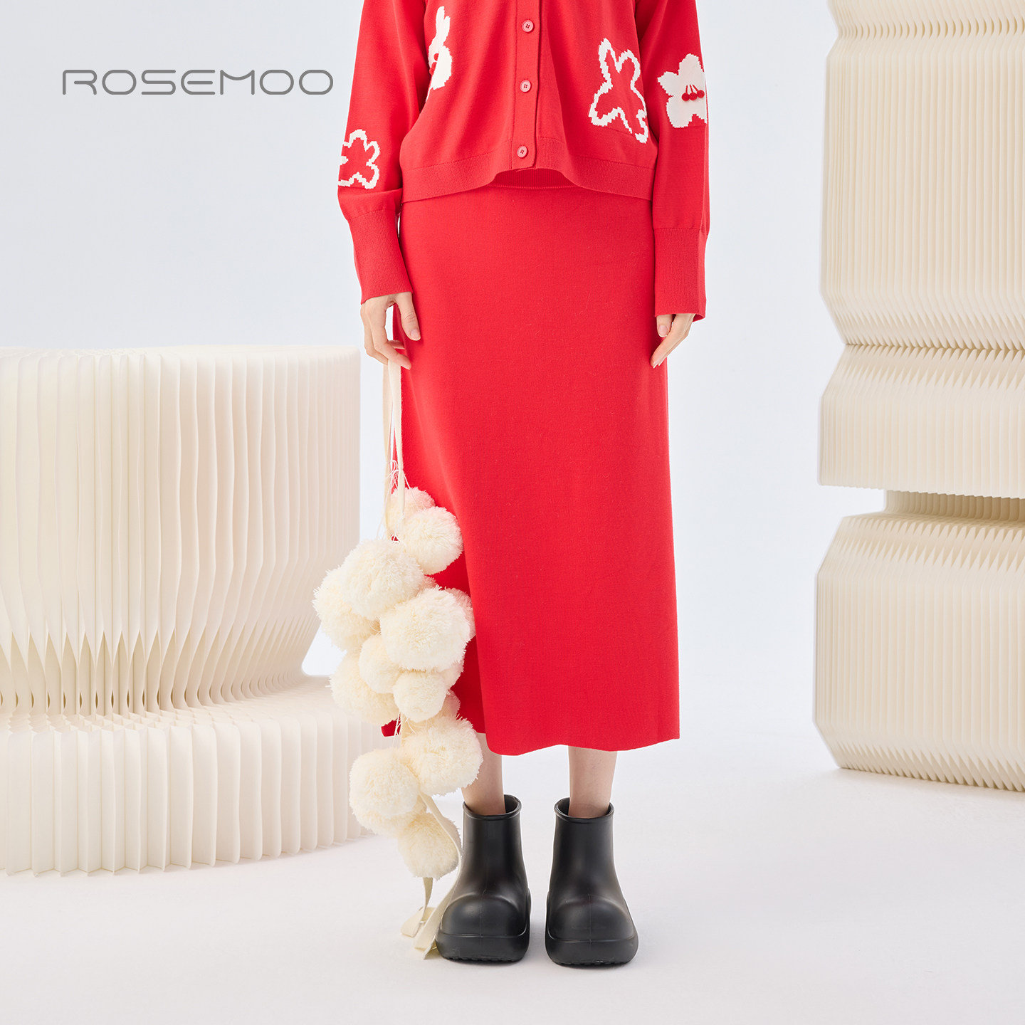 容子木ROSEMOO26春【商场同款】肤舒适毛织松紧腰半裙RWM1QP137A