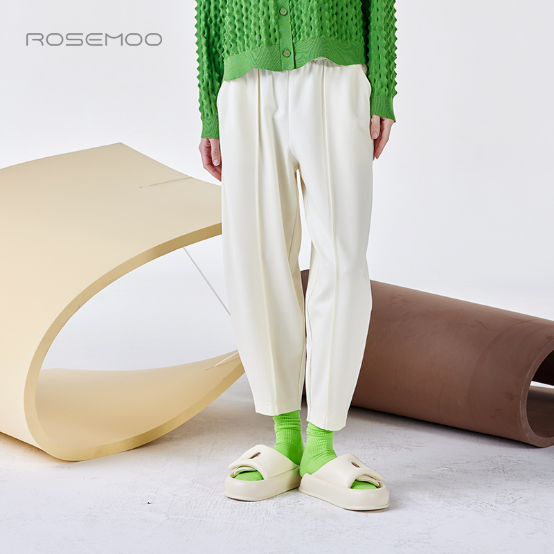 微弹柔软针织略宽松长裤