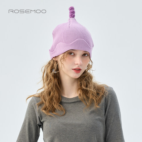容子木ROSEMOO2026秋商场同款亲肤毛球毛织个性帽子RWM3HP247B