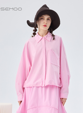 容子木ROSEMOO26春【商场同款】全棉宽松下摆抽绳衬衫RWM1CC311C