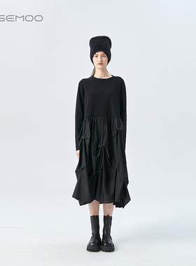 容子木ROSEMOO【商场同款】圆领长款毛织连衣裙RYH4LC331C
