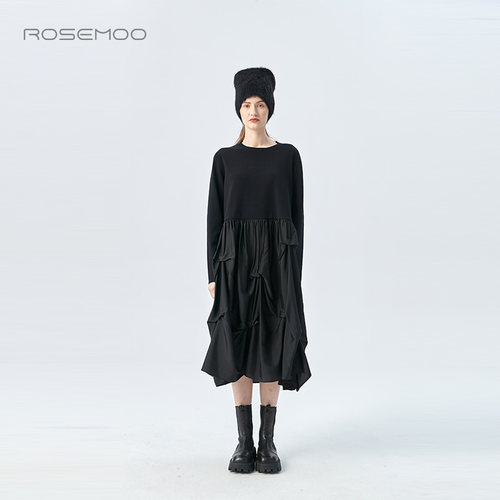 容子木圆领长款毛织连衣裙