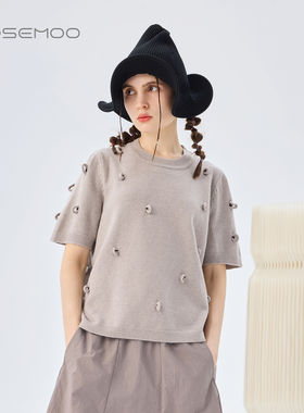 容子木ROSEMOO26春【商场同款】软糯短袖毛织套头上衣RWM1TP126A