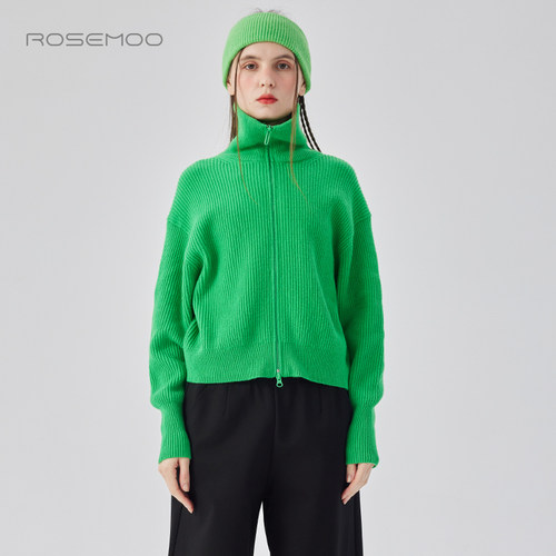 容子木ROSEMOO24年冬季新款温暖立领开衫RCL4NW456D