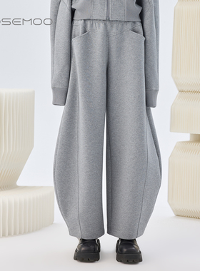 容子木ROSEMOO26春商场同款微弹棉感宽松松紧腰长裤RWM1KC115A