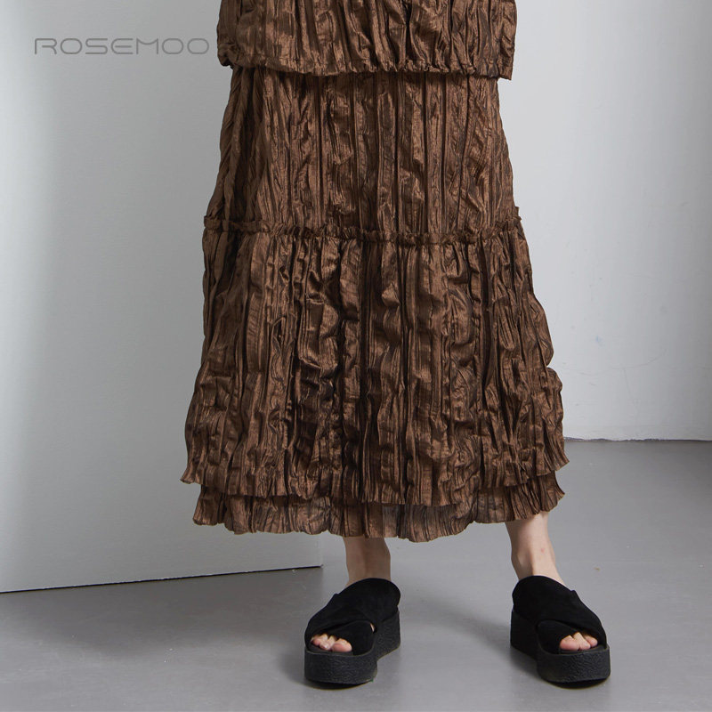 容子木rosemoo 商场同款光泽感手工褶皱半裙rzs1qp112a