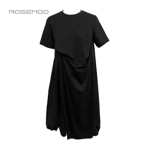 容子木ROSEMOO26夏商场同款棉感微弹捏褶针织连衣裙RWM2LC240B