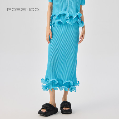 容子木ROSEMOO26夏商场同款亲肤花瓣边下摆松紧腰半裙RWM2QP133A