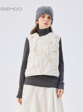容子木ROSEMOO25秋商场同款光泽感个性工艺羽绒马甲RSS3AP405D