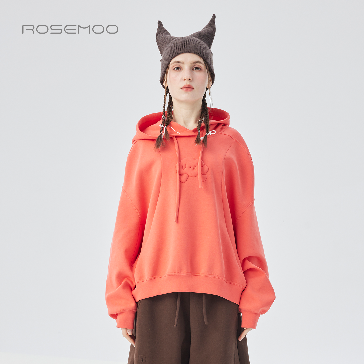 容子木ROSEMOO25冬【商场同款】棉感微弹落肩短款卫衣RSS4TC418D