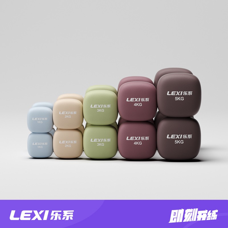 乐系实心铸铁小哑铃女士健身家用纯铁男士力量训练器材2kg5kg一对