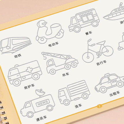 交通工具凹槽画画本幼儿园3-8岁小朋友中班大小班启蒙趣味控笔训练字帖反复使用简笔画手绘本幼小衔接学前班儿童入门学画画描红本