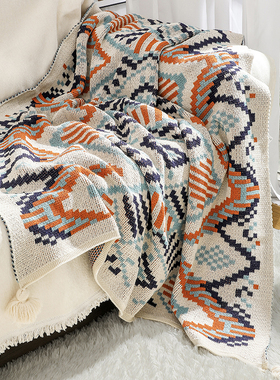 纳瓦霍日加厚针织婴儿波西米亚春季办公室卧室午睡空调毯沙发毛毯