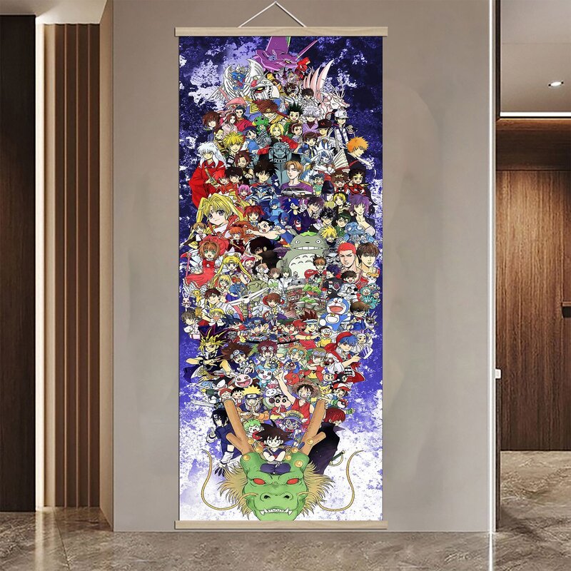 动漫合集卷轴火影忍者挂画挂墙竖版生日礼物龙珠甘灌篮高手小新