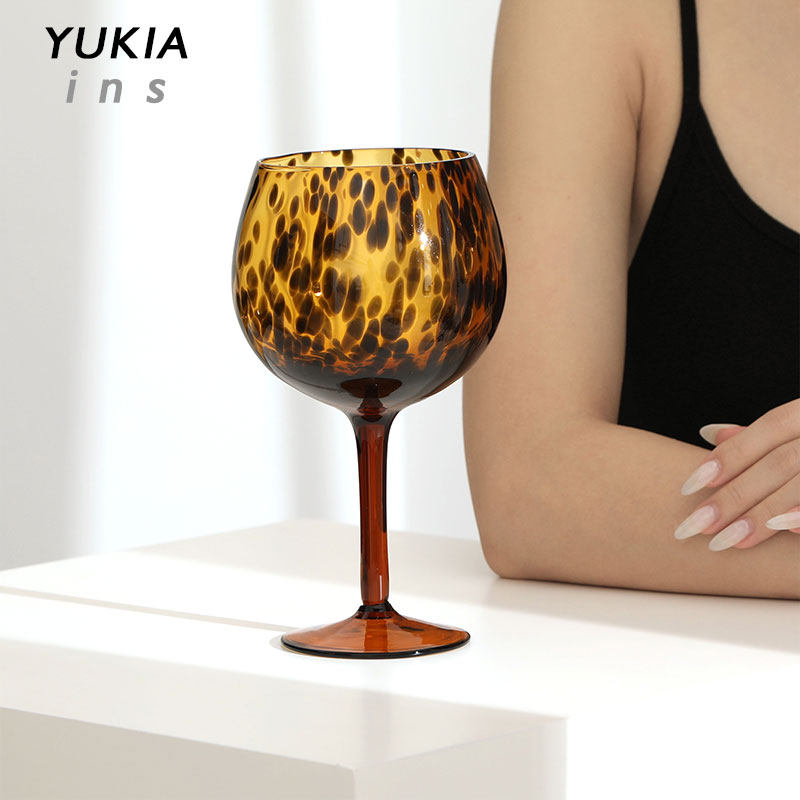 {我的酒杯 要野性十足}豹纹高脚杯 中古vintage葡萄酒杯 红酒杯子