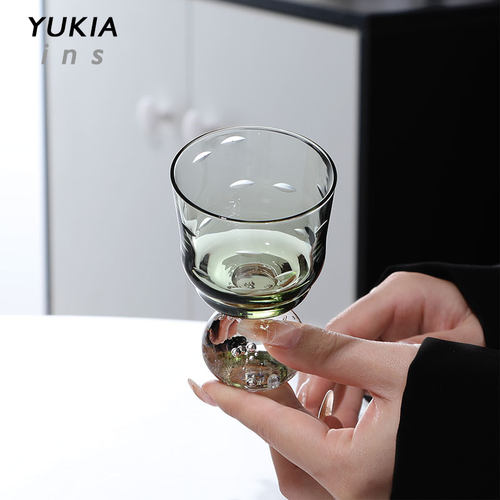 中古绿色水晶杯酒杯玻璃杯ins风