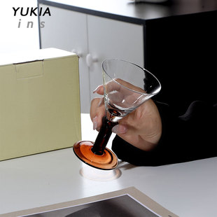 YUKI雪浅中古 杯子 棕黒杆马提尼杯vintage鸡尾酒小酒杯小众网红款