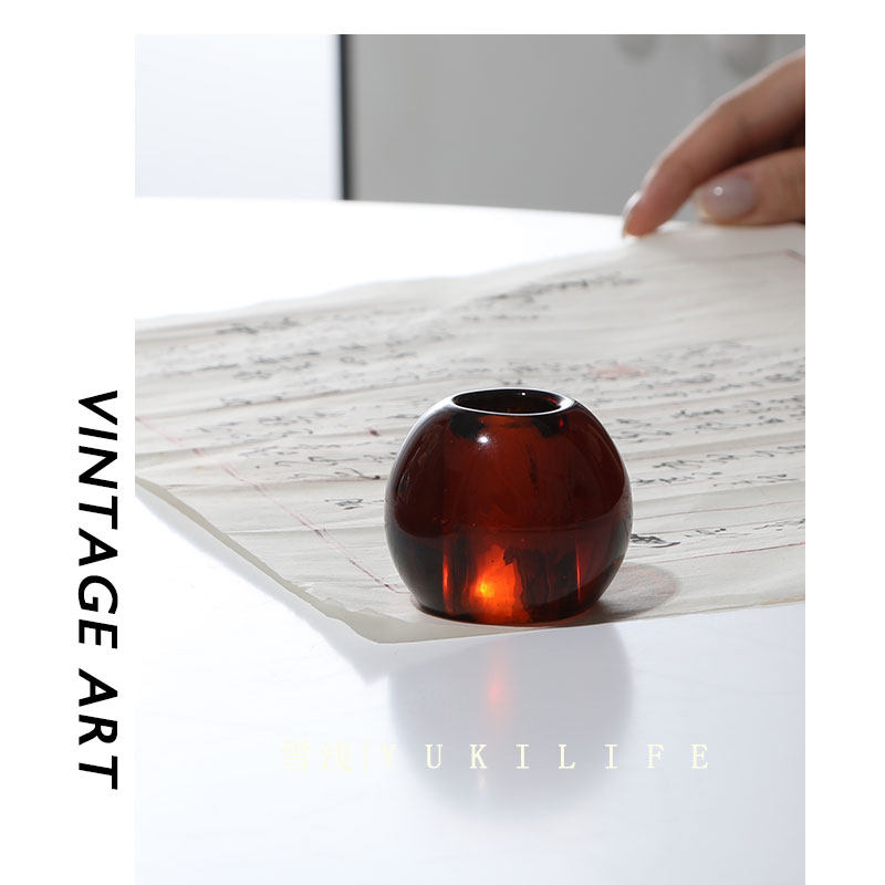 中古六十年代棕琉璃镇纸 1960s文房雅物茶室盖置香插日式茶器孤品,文具电教/文化用品/商务用品,镇纸,淘宝优惠券,粉丝福利购,淘宝优惠卷