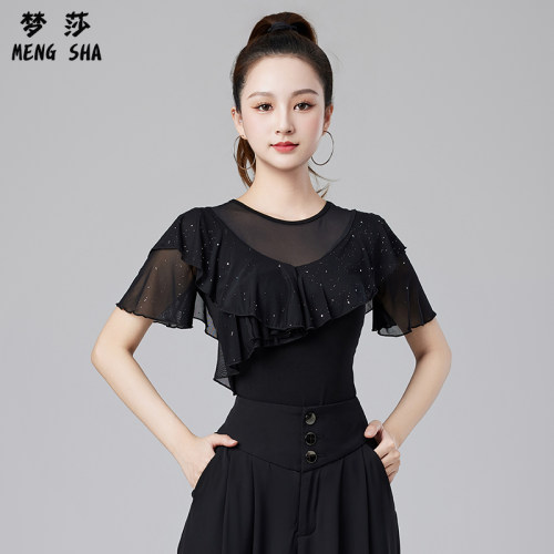 夏拉丁舞国标舞摩登舞练功服短袖