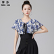 拉丁舞服装 夏女成人高级感国标摩登舞上衣练功服印花交谊舞衣 新款