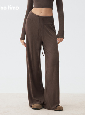 movingtime针织运动长裤女宽松显瘦瑜伽直筒裤健身户外垂感阔腿裤