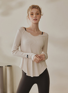 movingtime健身服女瑜伽上衣T恤宽松显瘦跑步普拉提训练运动长袖