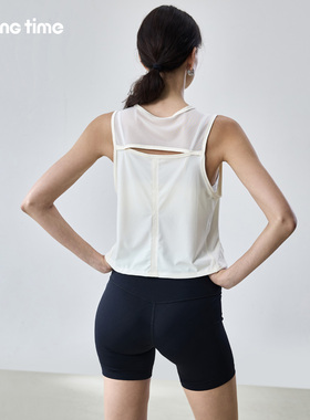 movingtime宽松运动罩衫女无袖背心跑步训练健身衣薄款瑜伽上衣夏