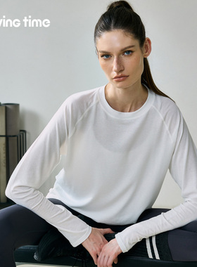 movingtime秋季运动上衣女瑜伽跑步健身服普拉提罩衫薄款宽松长袖