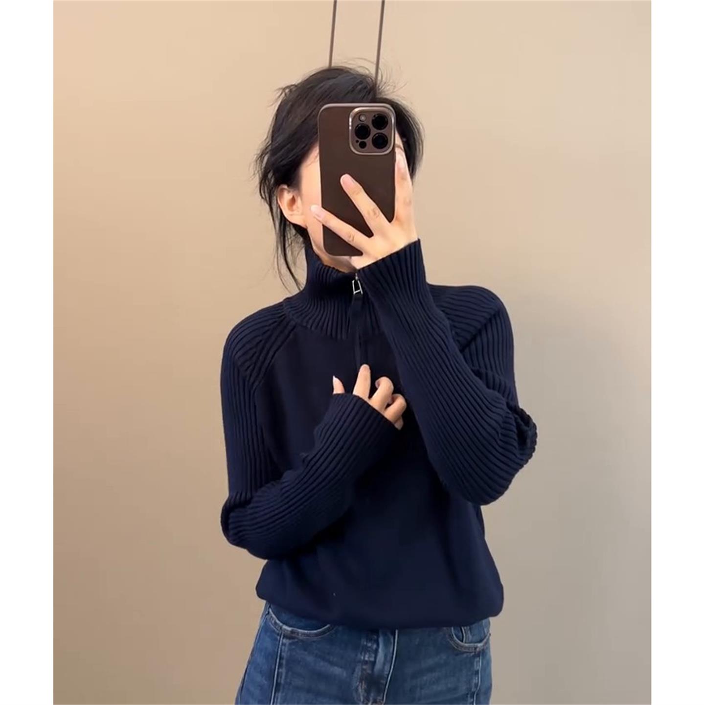 JOYIASS今年流行漂亮高领毛衣秋冬女小个子显瘦设计感小众拉炼针