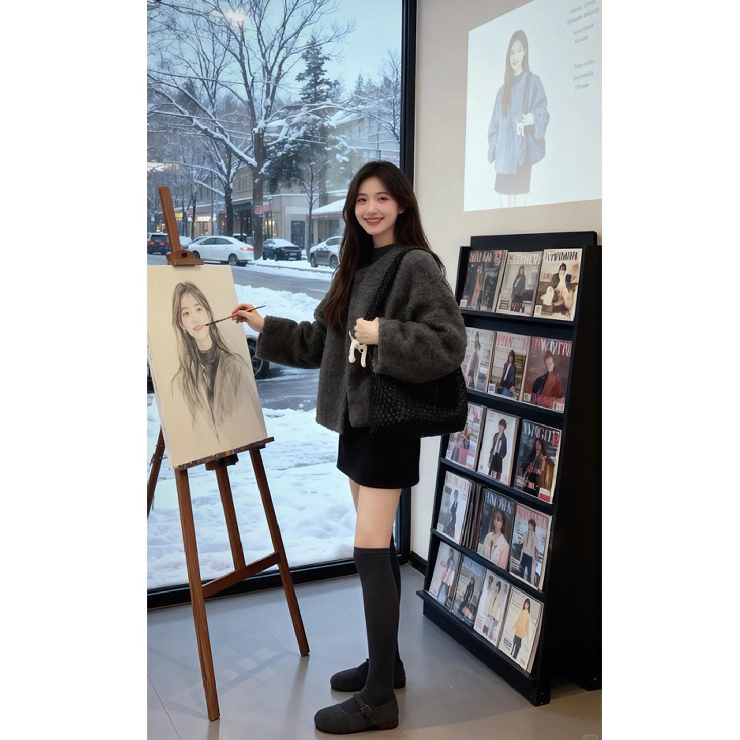 JOYIASS秋冬穿搭一整套2025新款韩版气质宽松外套显瘦内搭高腰短