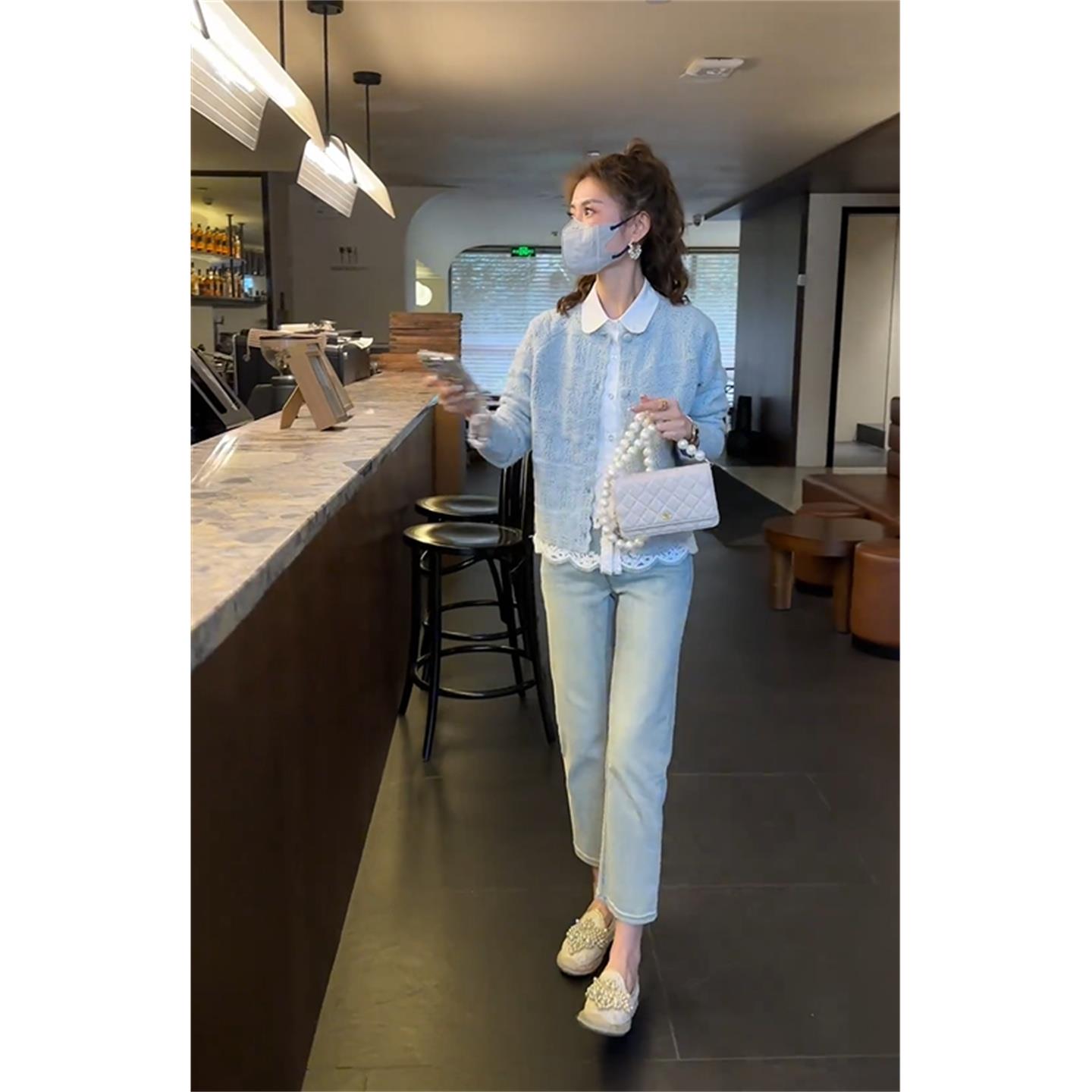 JOYIASS秋季流行风格高级感小香风开衫外套内搭长袖衬衫直筒牛仔