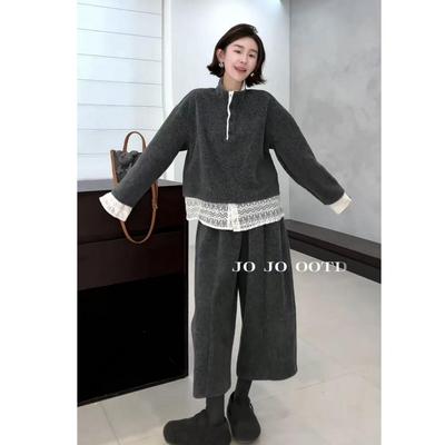 JOYIASS冬季一整套穿搭高级感皮衣外套设计感立领毛衣显瘦高腰短