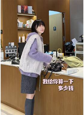 JOYIASS韩系chic套装温柔风羊羔毛外套叠穿连帽毛衣复古阔腿短裤