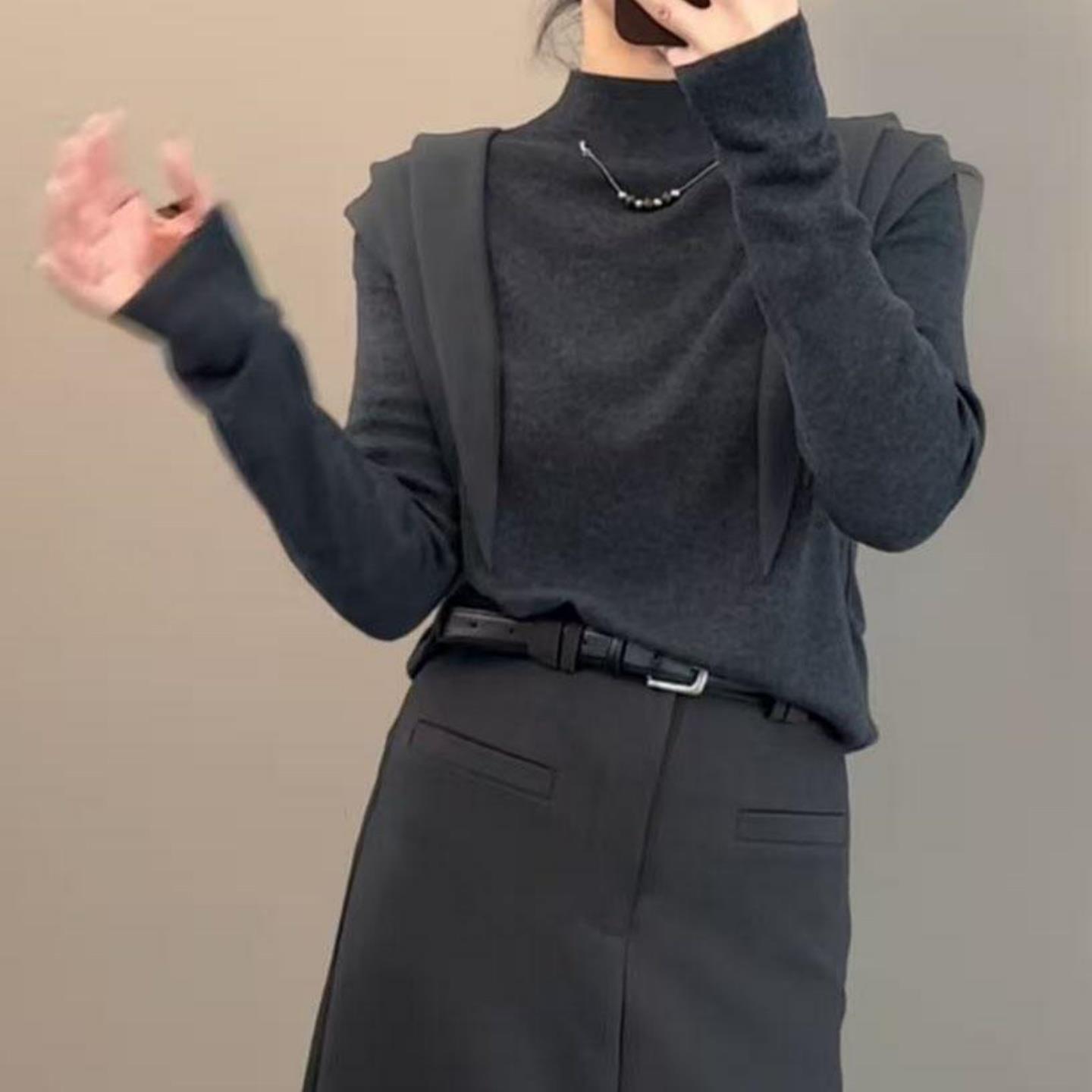 JOYIASS今年流行穿搭2025秋冬新款温柔风常规款网纱拼接毛针织衫