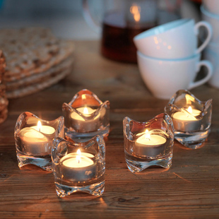 煮茶简约现代浪漫创意 玻璃小烛台柱蜡香薰蜡烛防风杯摆件透明欧式