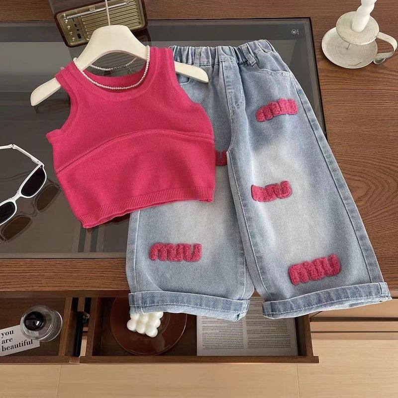 女童夏季套装2025新款韩版针亲子家庭装