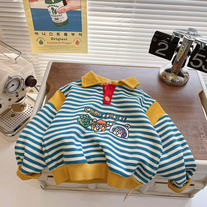 复古撞色儿童条纹polo衫翻领长袖卫衣男女童帅气宝宝春秋纯棉上衣,运动/瑜伽/健身/球迷用品,亲子家庭装,淘宝优惠券,粉丝福利购,淘宝优惠卷