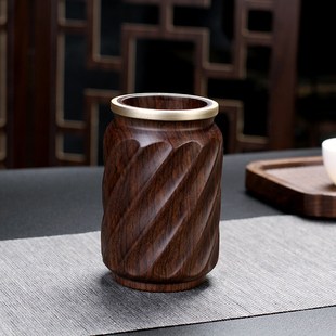 家用中式 黑檀木茶道e六君子套装 创意收纳笔筒实木质功夫茶道6件套
